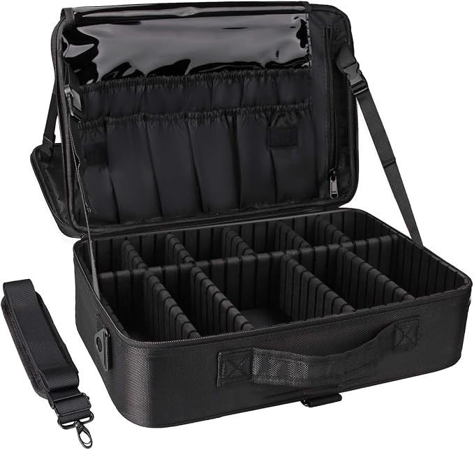 Relavel Travel Makeup Train Case Cosmetic Case Organizer Portable Artist Storage Bag with Adjusta... | Amazon (US)