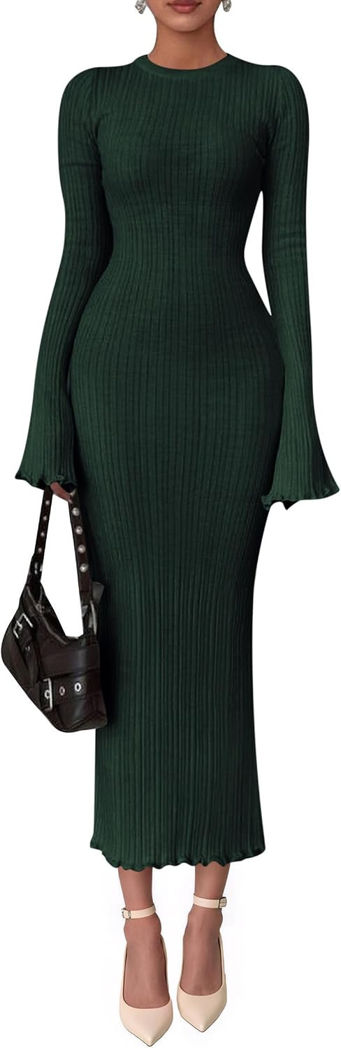 PRETTYGARDEN Women's Sweater Dress Long Sleeve Maxi Dresses | Amazon (US)
