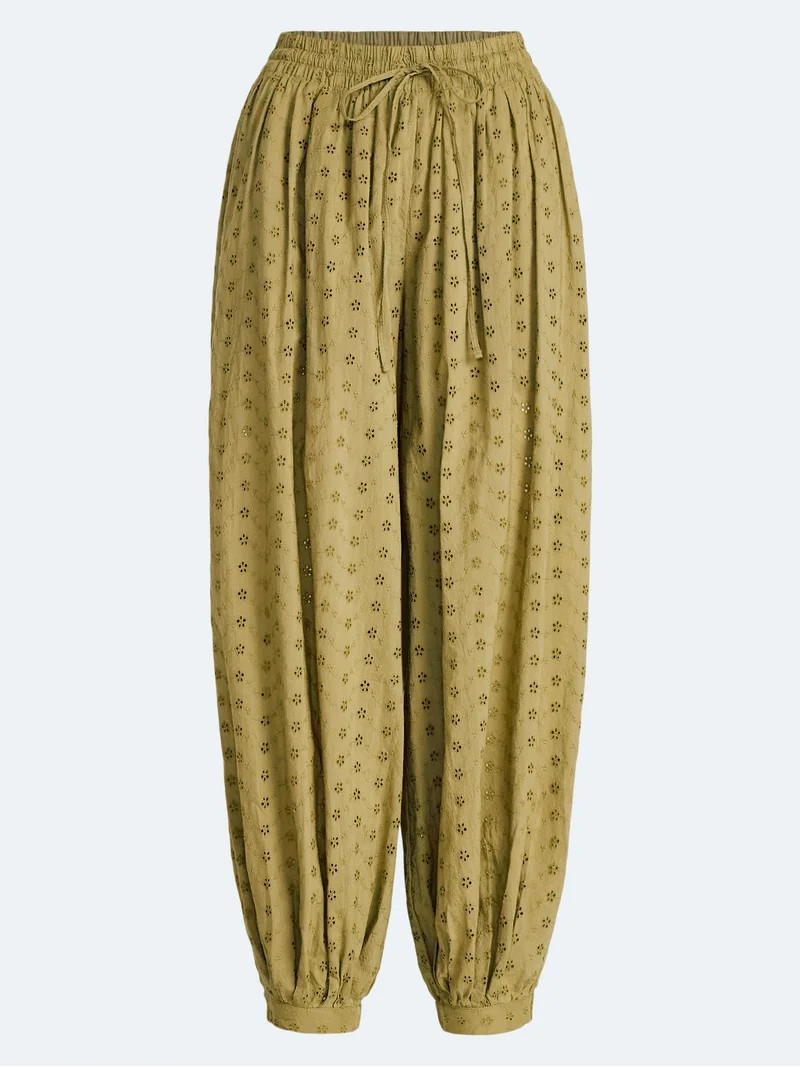 Scoop Women’s and Women's Plus Eyelet Harem Cotton Pants, Sizes XS-4X | Walmart (US)