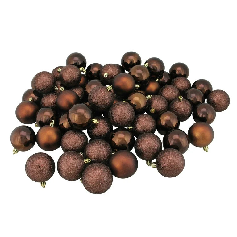 Northlight 60ct Shatterproof 4-Finish Christmas Ball Ornament Set 2.5" - Brown | Walmart (US)