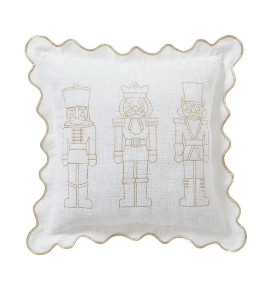 The cutest little holiday pillow and it looks way more expensive than it is 🤍✨ The embroidered nutcracker trio is subtle + charming (not cartoony), and the gold stitching feels so luxe. The scalloped ruffle edge is what makes it — that pretty, classic, Southern-living, heirloom holiday look 😍

This is the perfect little accent for sofas, chairs, window seats, beds, or to tuck into a child’s reading nook with Christmas books. Adds that magical Nutcracker ballet moment without overwhelming your decor 🎀

🎄 18” x 18” — great layering size
✨ Gold embroidered nutcracker design
🤍 Scalloped ruffle trim (so darling)
💫 Under $15 (!!) — looks boutique

⸻

christmas pillow • nutcracker decor • cozy holiday home • classic christmas details • ruffle edge pillow • elegant holiday decor • neutral christmas styling • southern christmas aesthetic • ballet inspired christmas • walmart home finds • affordable christmas accents • white + gold holiday decor ✨🎄

#LTKFindsUnder50 #LTKHome #LTKHoliday