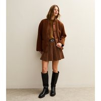 Women's Brown Corduroy Pleated Buckle Mini Skirt New Look | New Look (UK)
