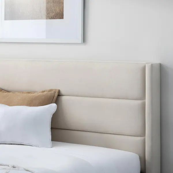 Brookside Sara Upholstered Bed with Horizontal Channels - Cream - King | Bed Bath & Beyond