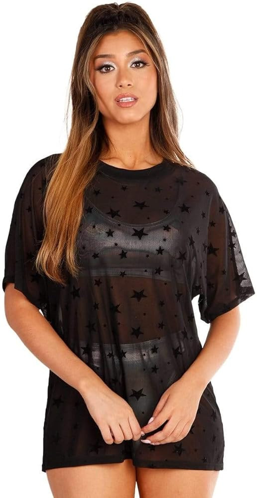 Women's Mesh Tees - Sexy Oversized Sheer T-Shirt Dresses | Amazon (US)