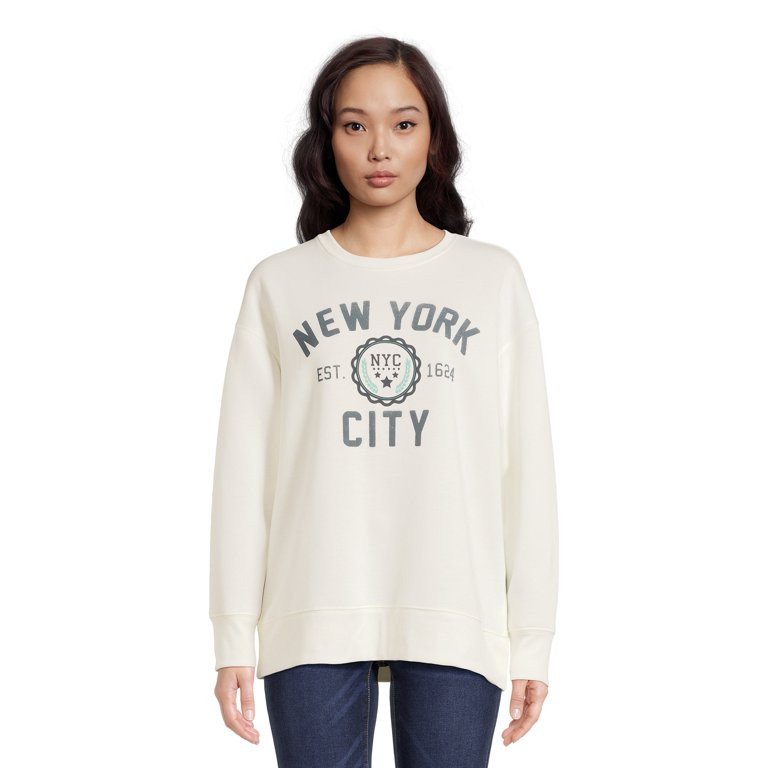 Time and Tru Women's New York City Graphic Sweatshirt with Long Sleeves - Walmart.com | Walmart (US)