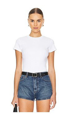 LNA Fitted Cotton Rib Crew Tee in White from Revolve.com | Revolve Clothing (Global)