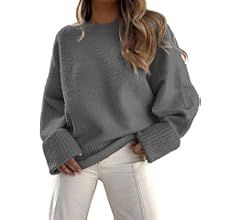 ANRABESS Women's Crewneck Long Sleeve Oversized Fuzzy Knit Chunky Warm Pullover Sweater Top | Amazon (US)