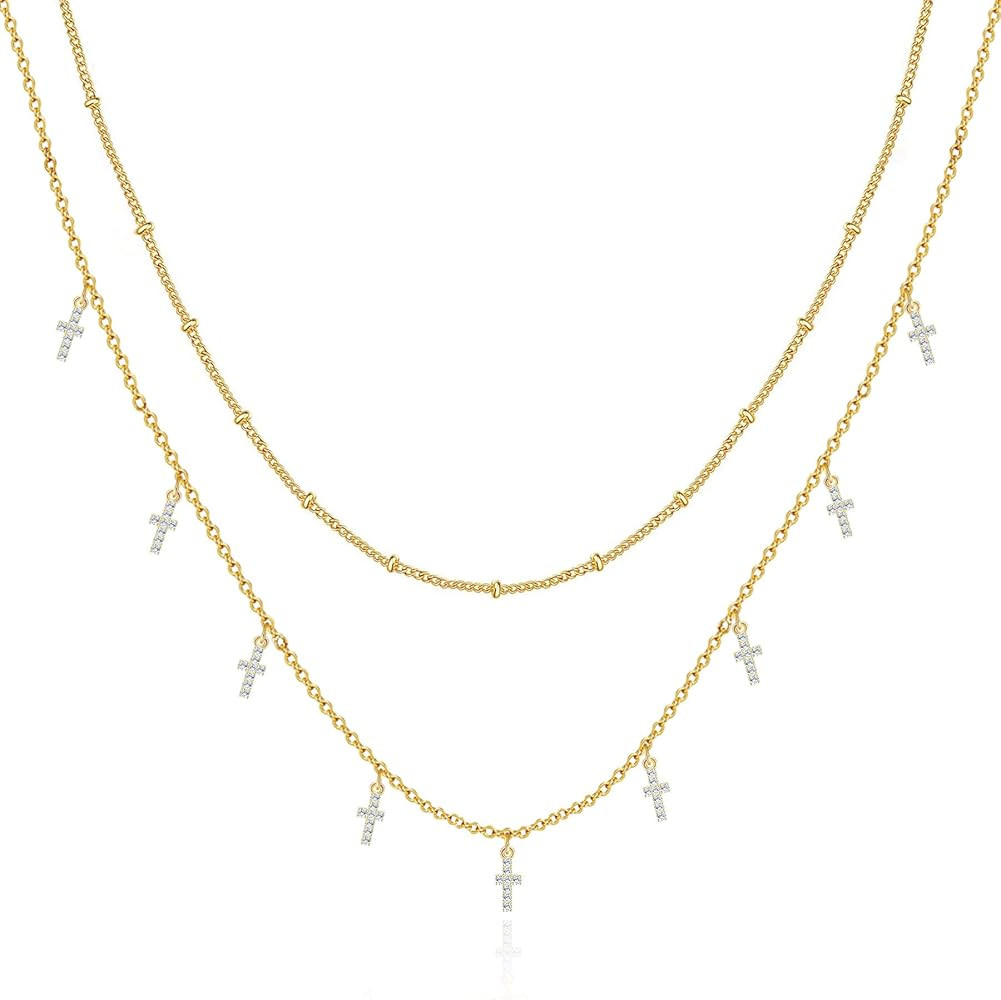 Layered Necklaces For Women,Dainty Gold Plated Necklace Stack Prom Layering Necklaces For Women T... | Amazon (US)