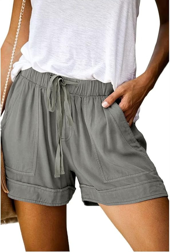 Womens Drawstring Shorts Summer Elastic Waist Casual Lightweight with Pockets | Amazon (US)