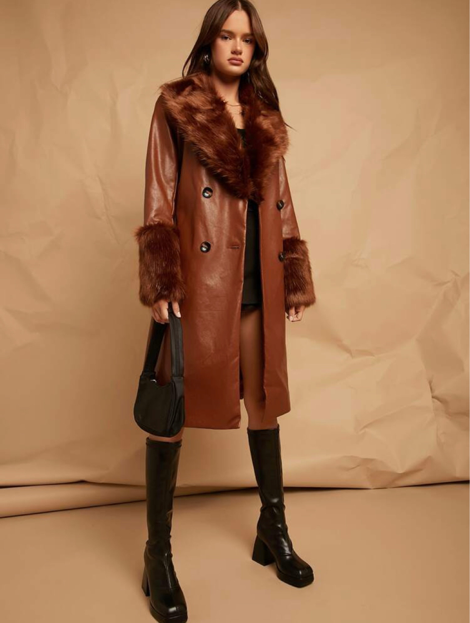 Brown faux fur collar began coat.
This beautiful jacket has very good quality and affordable 

#LTKSeasonal #LTKunder100 #LTKstyletip