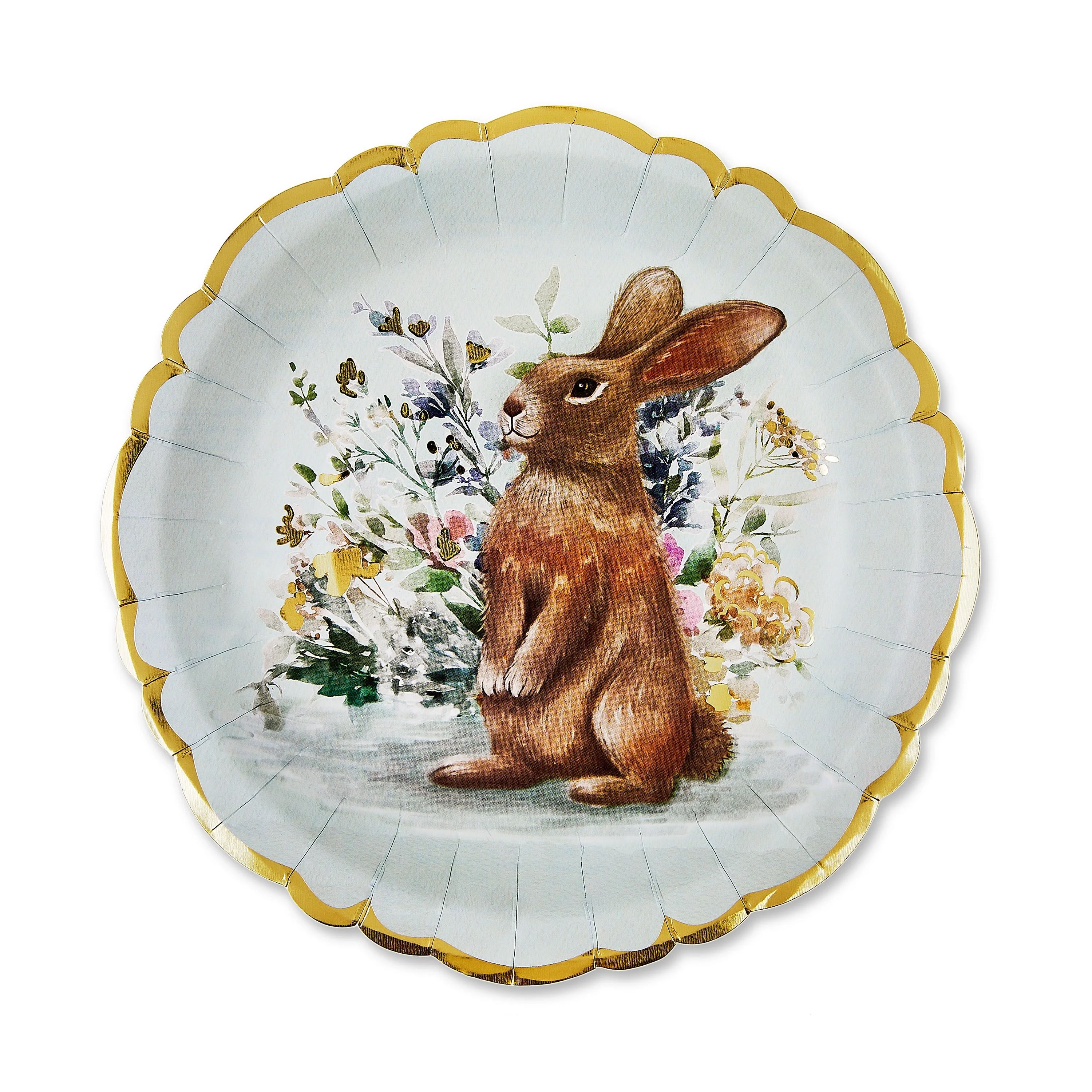 Easter Bunny Paper Plates, 8 inch round, 8 Count, by Way To Celebrate, Multi-Colored, Gold Foil H... | Walmart (US)