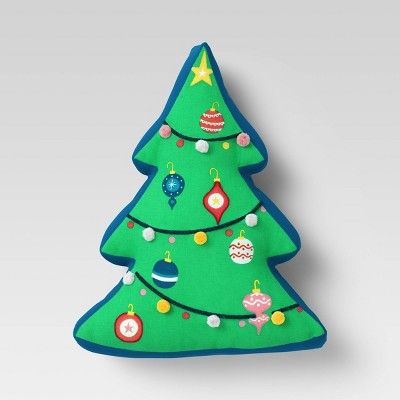 14"x16" Holiday Christmas Tree Shaped Throw Pillow Green - Wondershop™ | Target