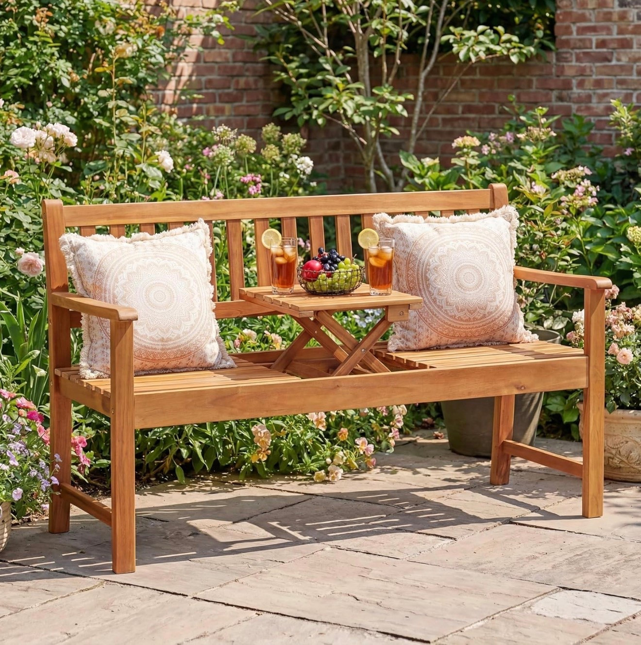 This is the perfect bench for your front porch or patio. The hidden table makes it great for enjoying a coffee or treat. Outdoor furniture.

#LTKHome #LTKSaleAlert