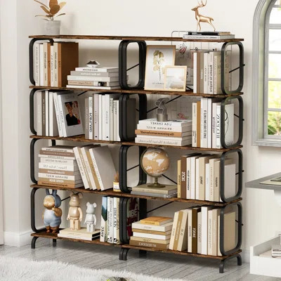 5 Tier Large Book Shelf, Bookcase Home Office Open Bookshelf,shelves For Living Room, Office Shelf,vintage Industrial Style Bookshelf With Metal Frame | Wayfair North America