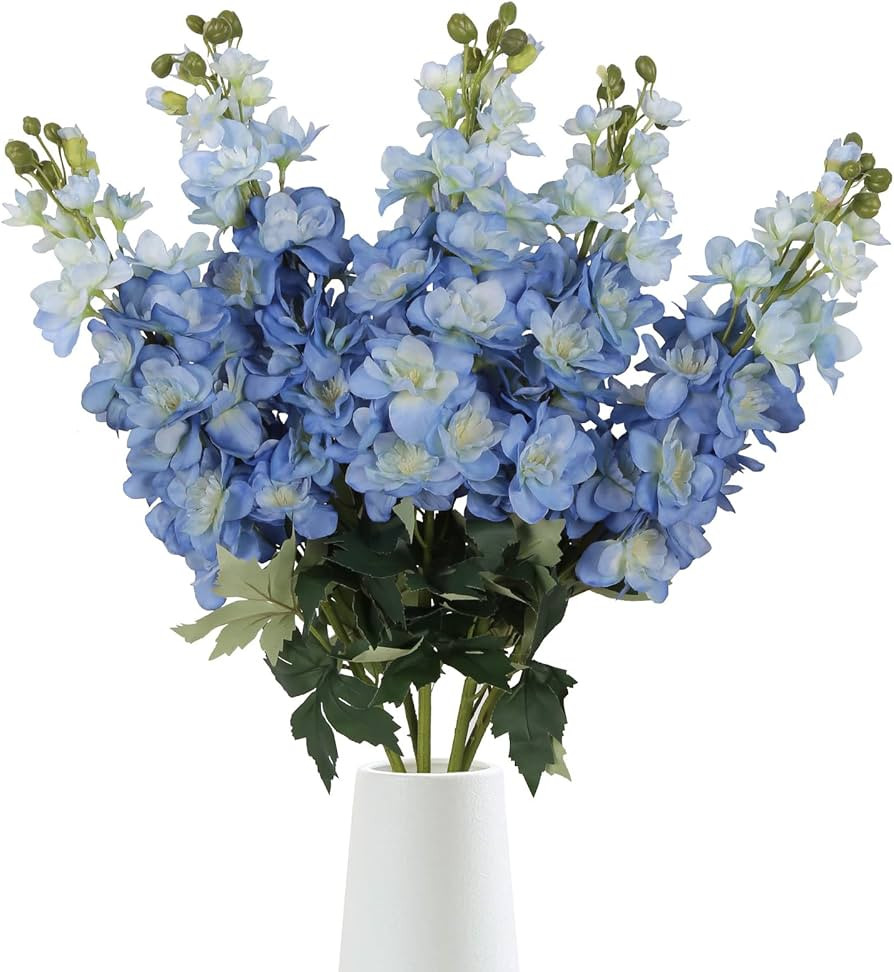5PCS Dusty Blue Snapdragon Artificial Flowers 30.7" Delphinium Silk Flowers Dusty Blue Hyacinth R... | Amazon (US)