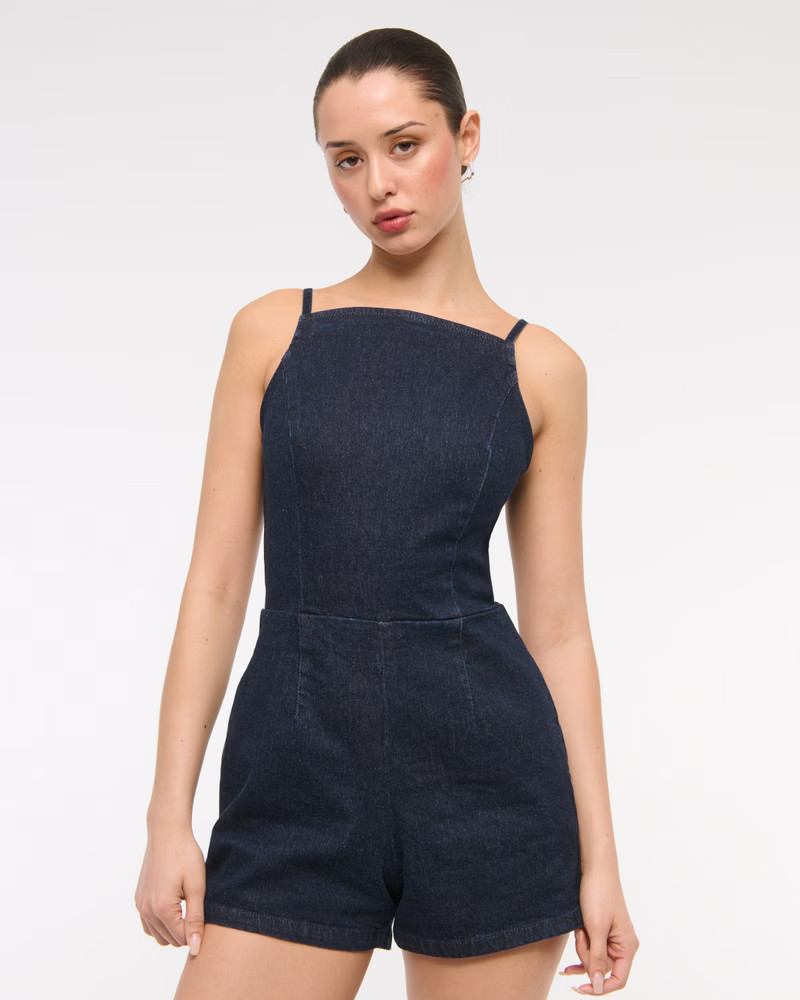 Apron Denim Romper | Abercrombie & Fitch (US)
