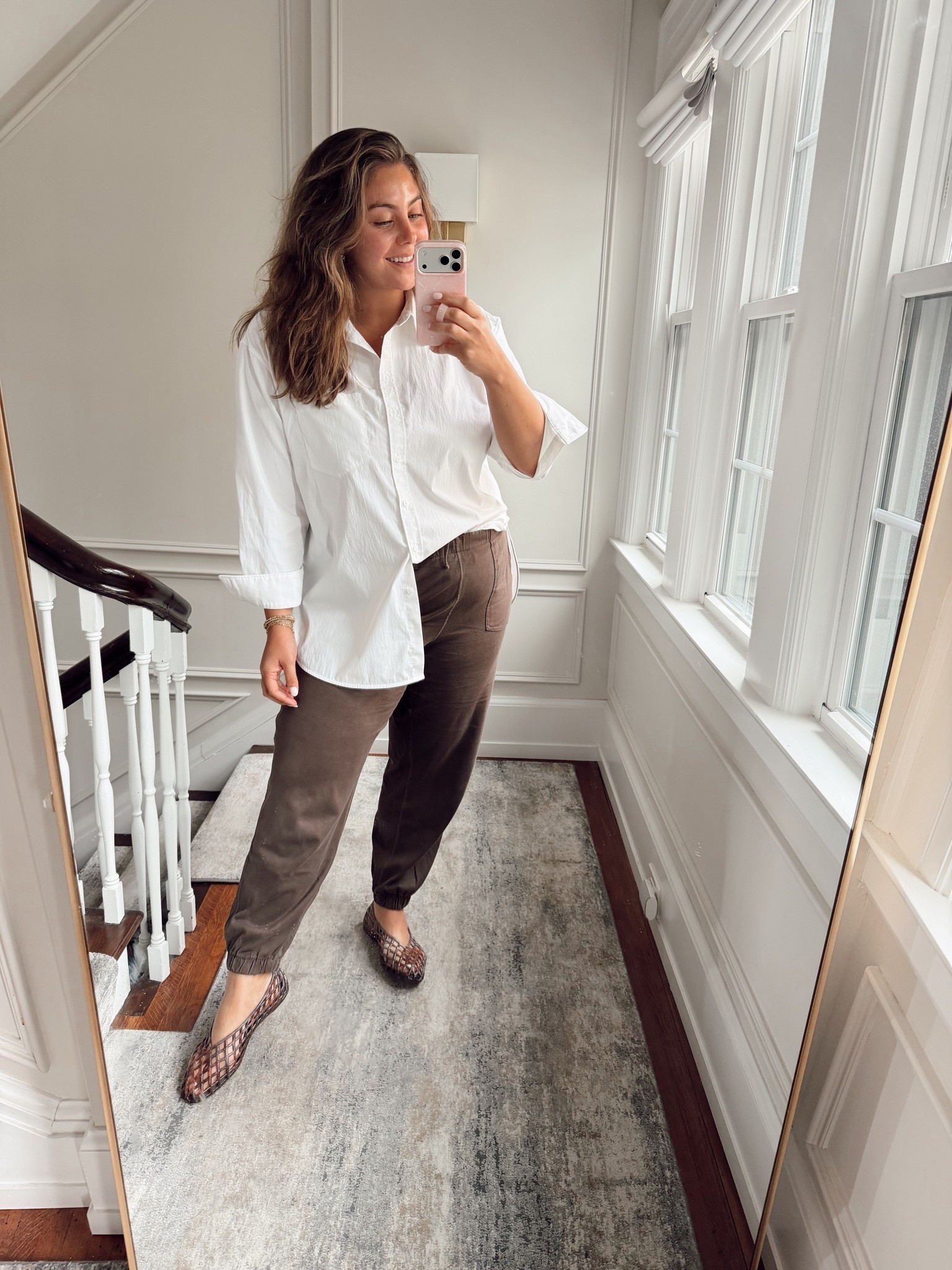 Wearing size XL in button down & joggers - fall outfit / fall fashion / work from home outfit

#LTKSeasonal #LTKPlusSize #LTKootd