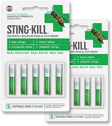 Sting-Kill First Aid Anesthetic Swabs, Instant Pain + Itch Relief From Bee Stings and Bug Bites, ... | Amazon (US)