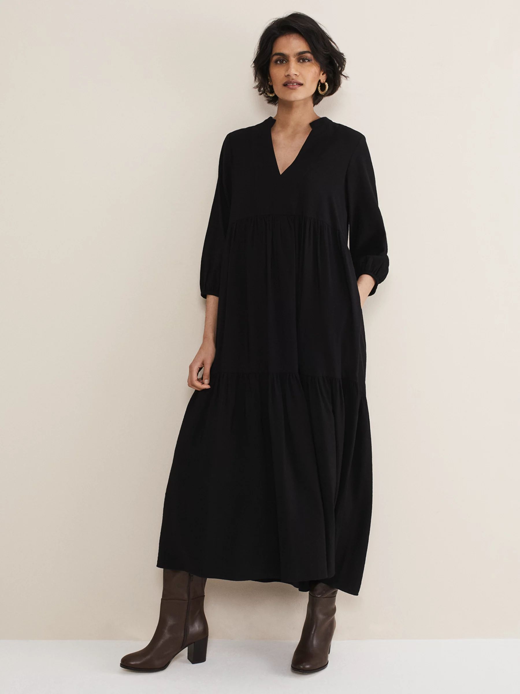 Phase Eight Jayde Midaxi Dress, Black | John Lewis (UK)