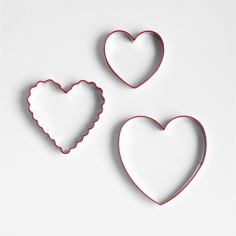 Red Rim Valentine's Cookie Cutters, Set of 3 | Crate & Barrel | Crate & Barrel
