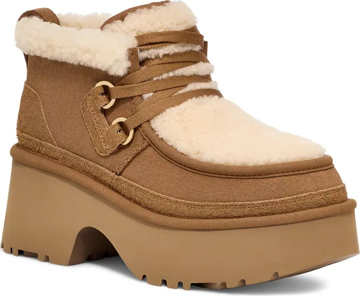 Classic New Heights Genuine Shearling Lace-Up Bootie (Women) | Nordstrom
