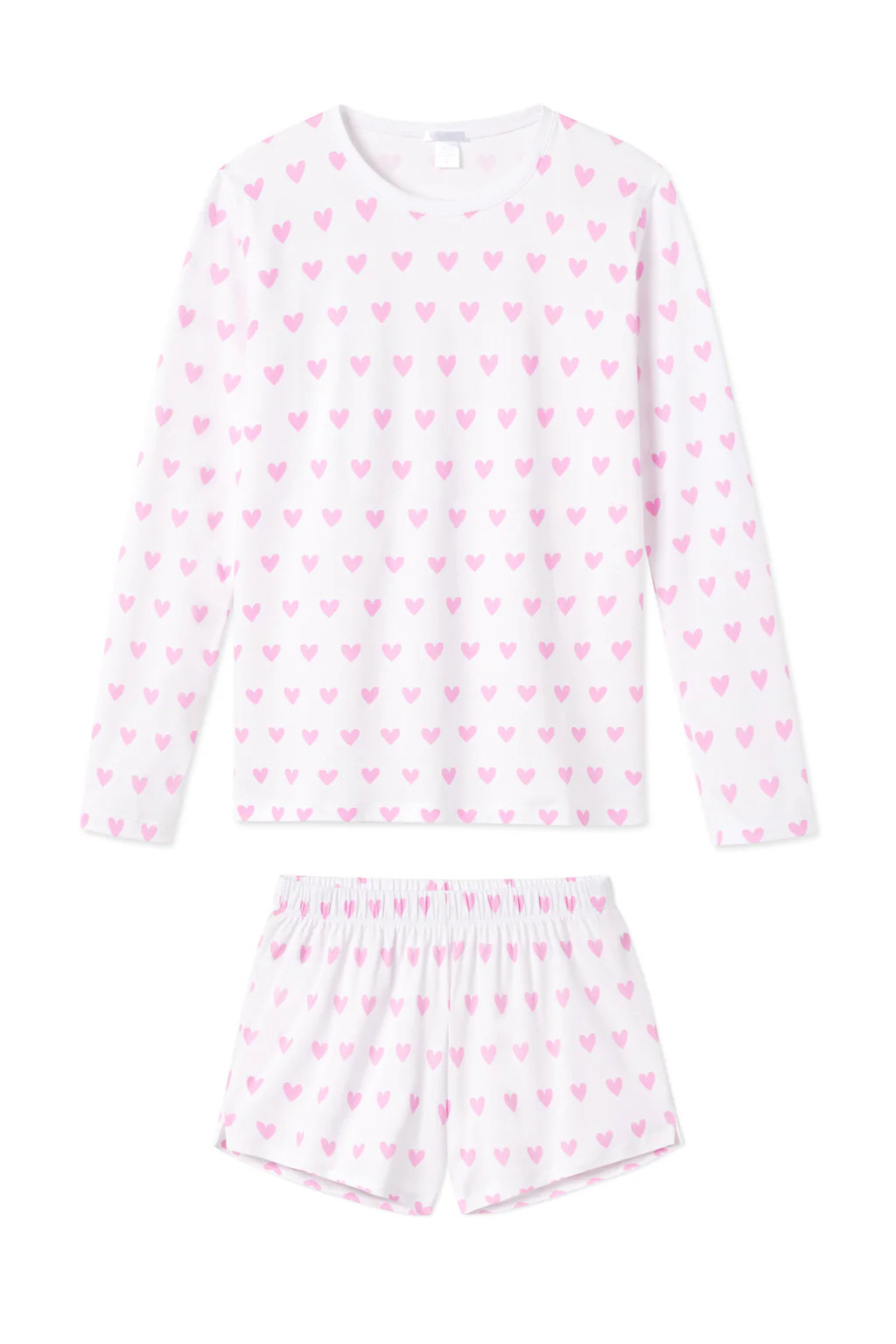 Pima Long-Short Weekend Set in Pink Heart | Lake Pajamas