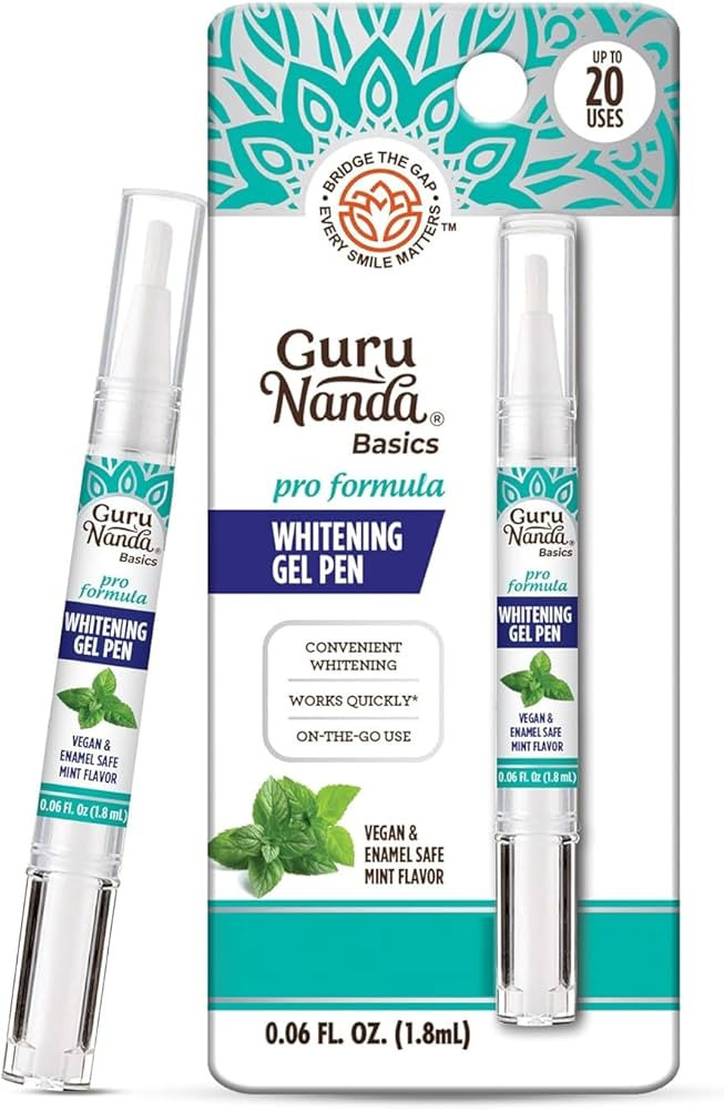 GuruNanda Teeth Whitening Pen,(0.06 fl oz)-20 Uses, Pro Formula - Hydrogen Peroxide Whitening Gel... | Amazon (US)