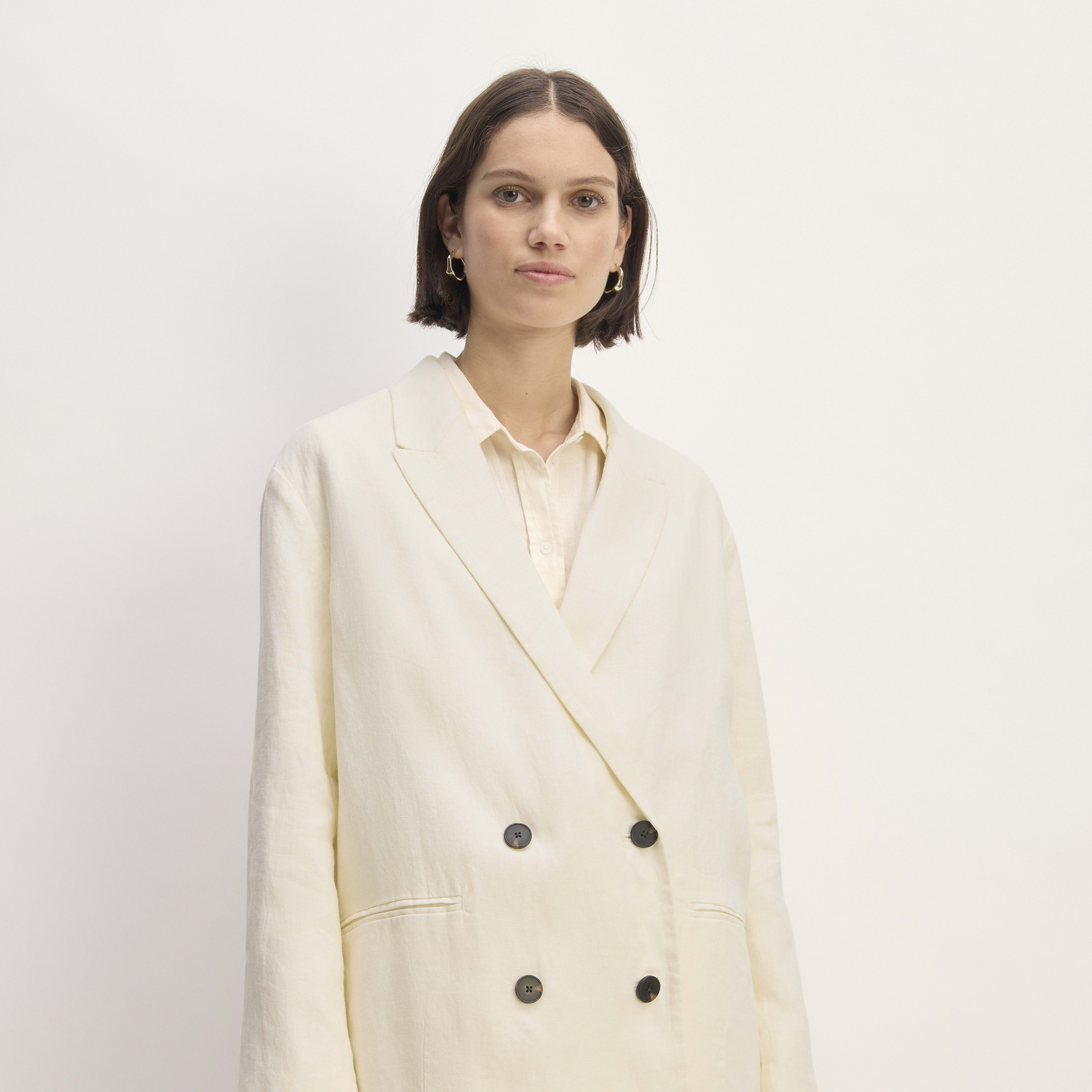 Women's Linen Double Breasted Blazer by Everlane in Bone White, Size 12 | Everlane