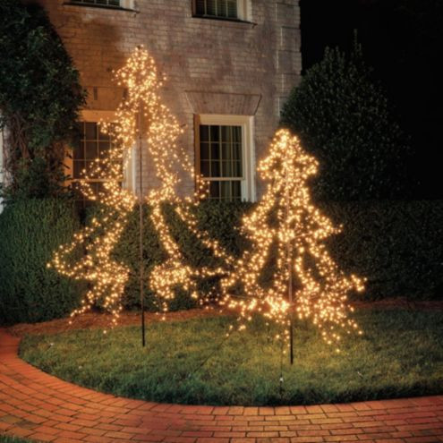 LED Twinkle Metal Staked Tree with 8 Functions & Timer for Outdoor Display | Ballard Designs, Inc.