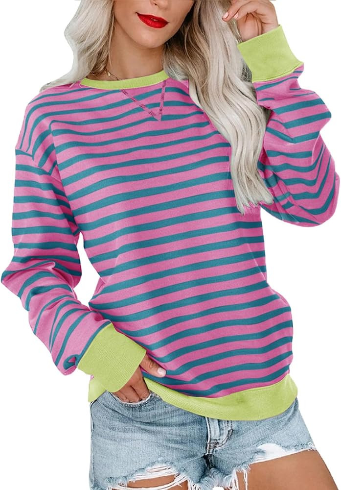 Bingerlily Womens Casual Long Sleeve Sweatshirt Crew Neck Cute Pullover Relaxed Fit Tops | Amazon (US)