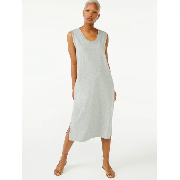 Free Assembly Women's Sleeveless U-Neck Midi Dress - Walmart.com | Walmart (US)