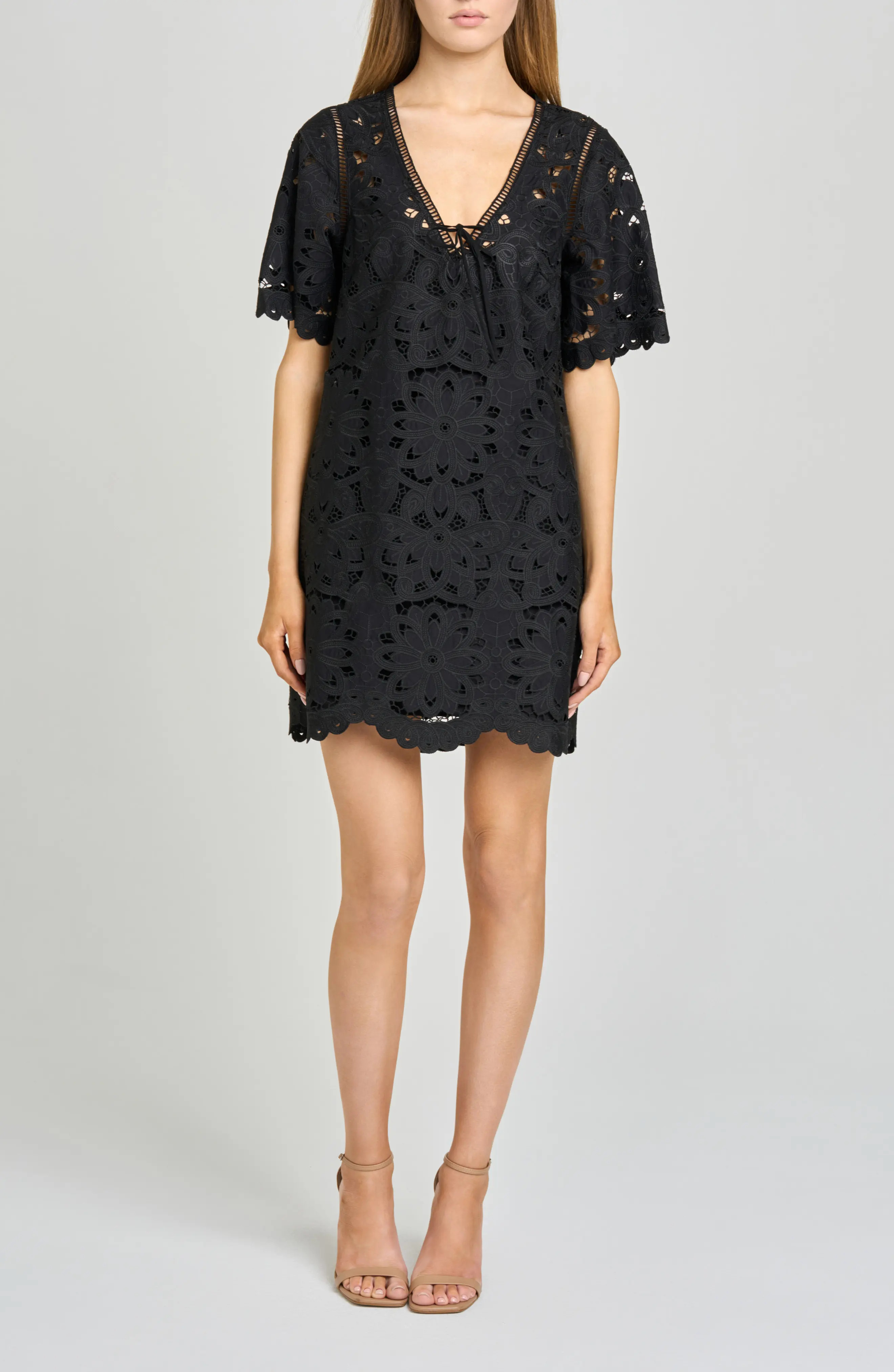 Kenzie Floral Embroidered Ladder Stitch Minidress (Women) | Nordstrom | Nordstrom