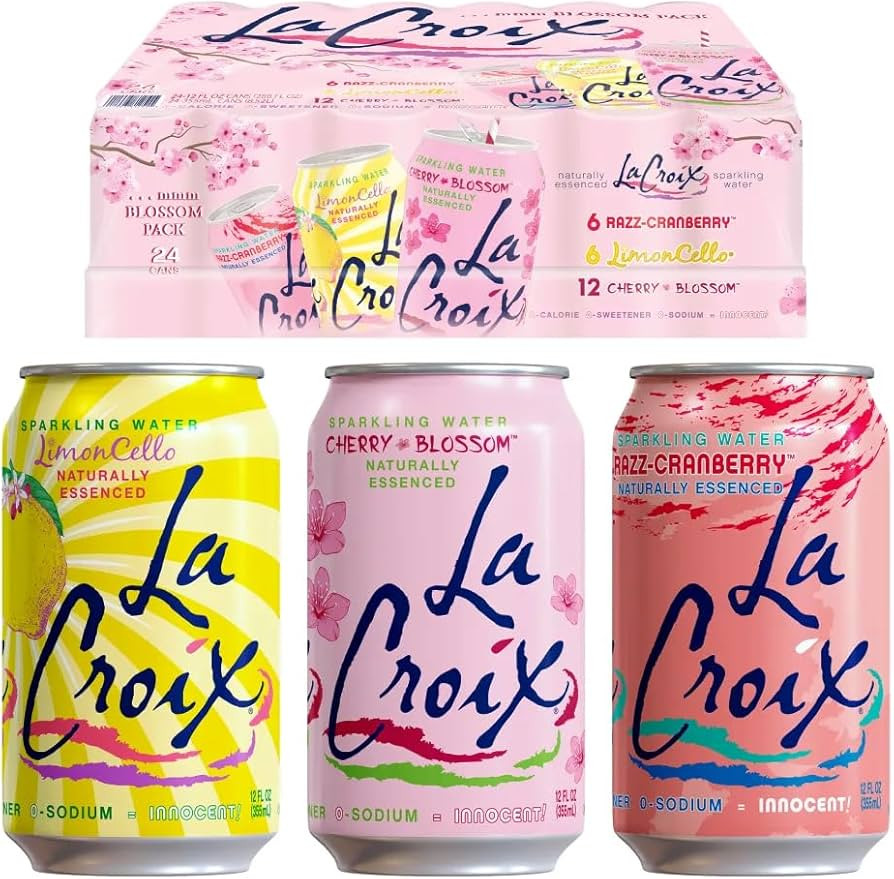 LaCroix Sparkling Water Cherry Blossom Variety Pack | 24-Pack of 12oz Cans | 6x Razz-Cran | 6x Li... | Amazon (US)