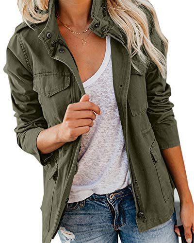 Pepochic Womens Military Jacket Zip Up Snap Buttons Lightweight Utility Anorak Field Safari Coat ... | Amazon (US)