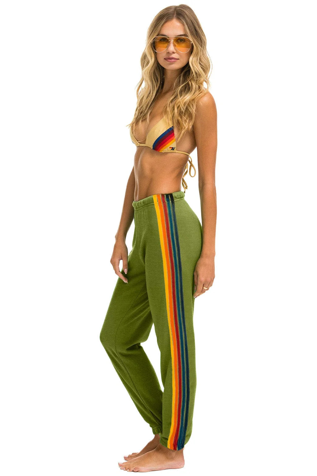 5 STRIPE SWEATPANTS - JUNGLE GREEN | Aviator Nation