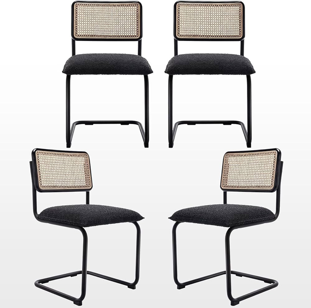 Zesthouse Natural Rattan Dining Chairs Set of 4, Modern Kitchen Chairs with Solid Wood Back for D... | Amazon (US)