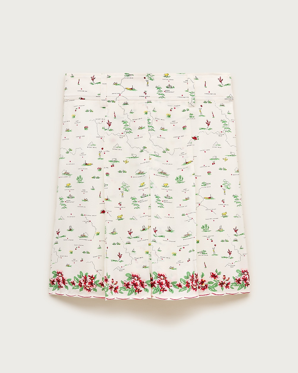 Pleated knee-length skirt in map print | J. Crew US