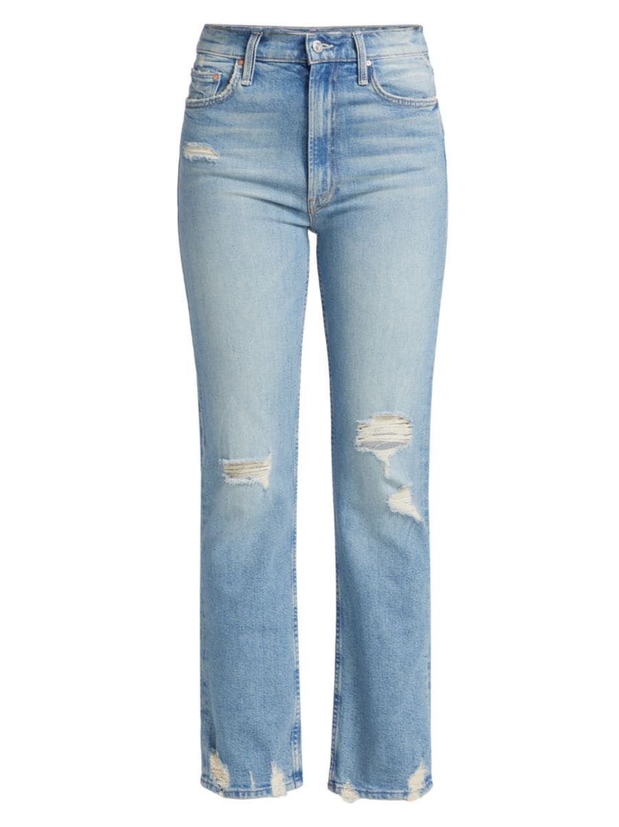 Mother High-Waisted Rider Slim Distressed Jeans | Saks Fifth Avenue