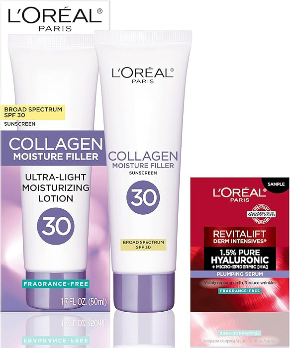 L'Oreal Paris Collagen Moisture Filler Face Cream with Broad Spectrum SPF 30, Anti-Aging Moisturi... | Amazon (US)