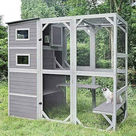 Outdoor Cat House Large Cat Catio Kitty Enclosures,Indoor Cat Cage Walk in Cat Condo Playpen -Sup... | Amazon (US)