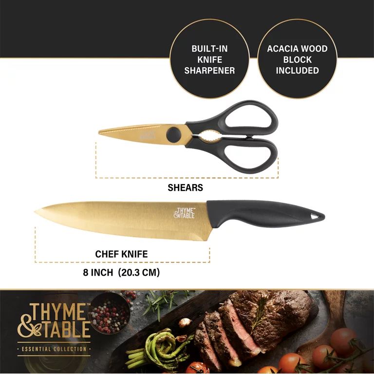 Thyme & Table 15-Piece Knife Block Set | Walmart (US)