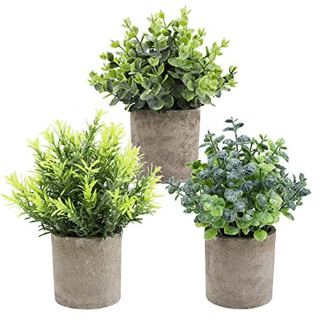 THE BLOOM TIMES Set of 3 Small Potted Artificial Plants Plastic Fake Greenery Faux Plants in Pots fo | Walmart (US)