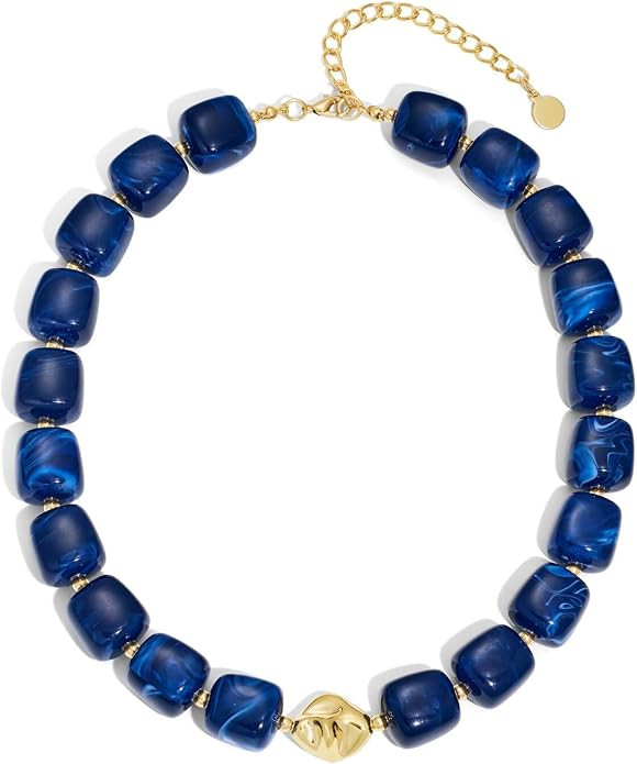 Colorful Chunky Necklaces for Women Multicolored Large Square Acrylic Beads Necklace Trendy Bold ... | Amazon (US)