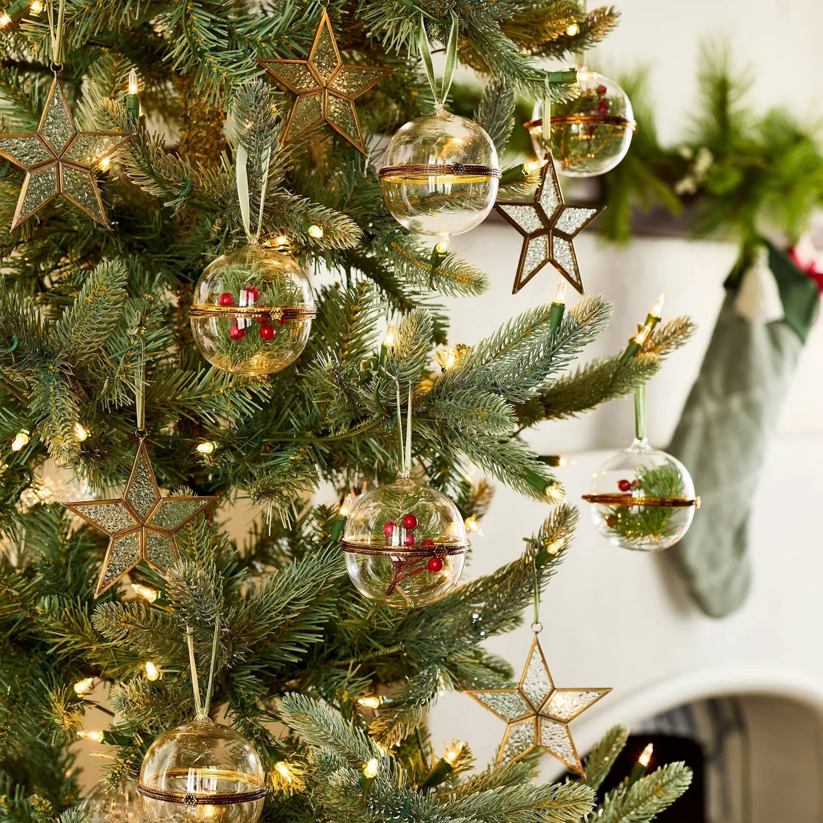 Bubbled Glass Five-Star Christmas Tree Ornament Clear/Brass - Hearth & Hand™ with Magnolia | Target