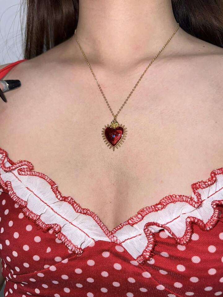 1 Gothic Retro Eyeball Pendant Queen Of Hearts Necklace, Suitable For Women To Party Valentines | SHEIN