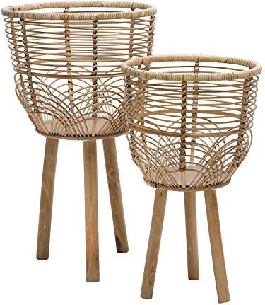 Set of 2 Wicker Planters 10/12", Natural | Amazon (US)
