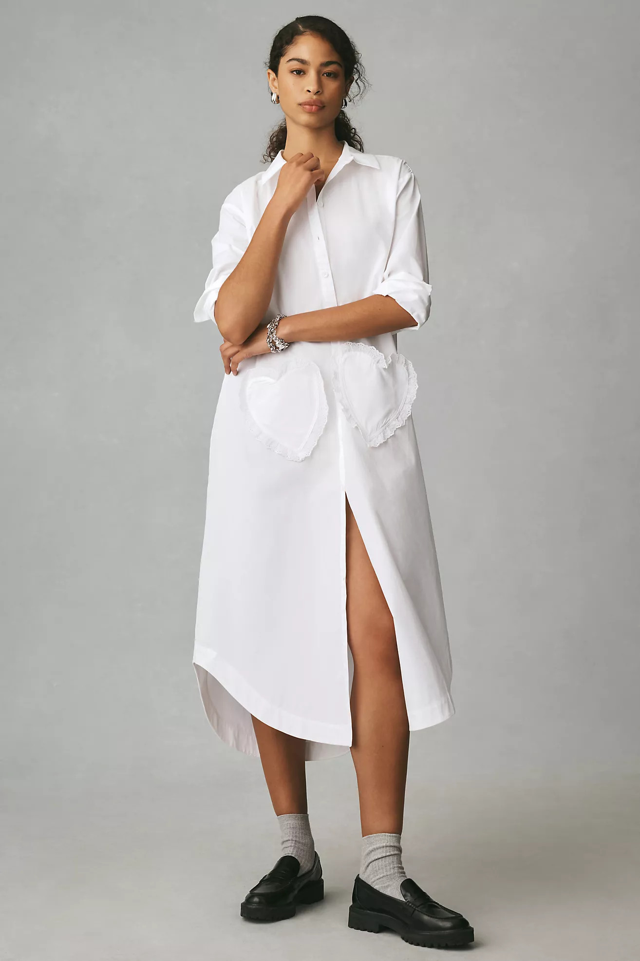 Maeve Long-Sleeve Midi Shirt Dress | Anthropologie (US)