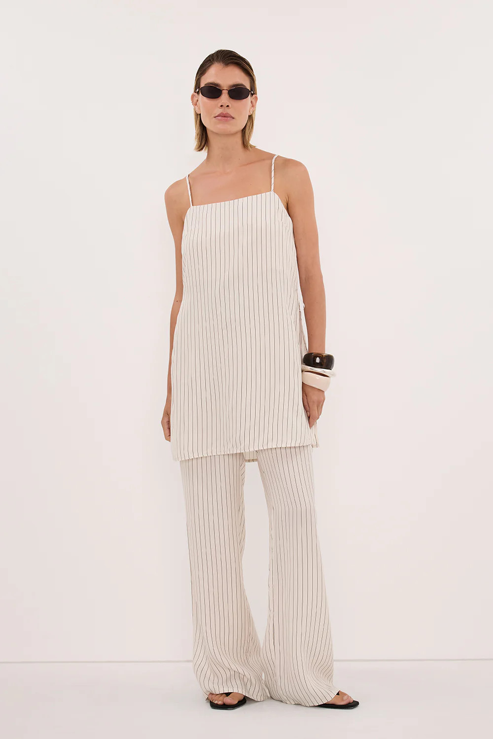 AMARA CREAM STRIPE CUPRO CAMI | DISSH