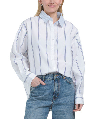 Loose Fitted Front Button Down Shirt | TJ Maxx