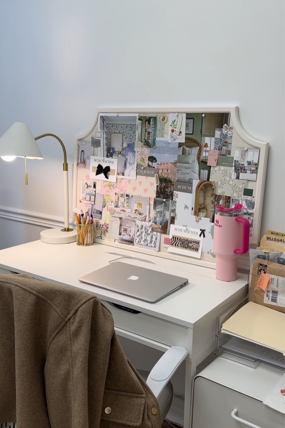 got my bulletin board all done up for my office! Just need to hang it now 🤍 obsessed with the shape of this board it’s so unique and fun 

#LTKfindsunder100 #LTKhome